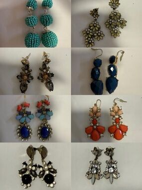 Statement Earrings Bundle 8 Pairs Colorful Rhinestone & Beaded Earrings
